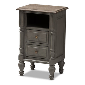 Baxton Studio Noemie Country Cottage Farmhouse Brown Finished 2-Drawer Nightstand