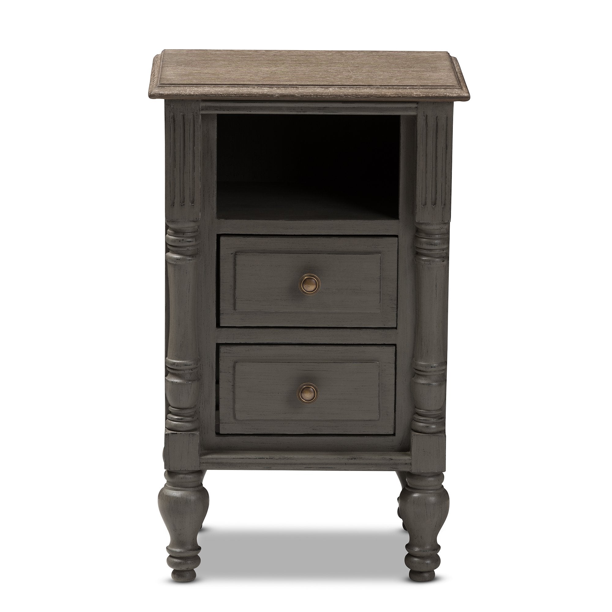 Baxton Studio Noemie Country Cottage Farmhouse Brown Finished 2-Drawer Nightstand