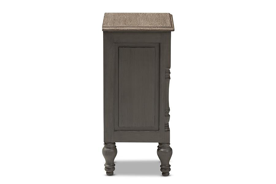 Baxton Studio Noemie Country Cottage Farmhouse Brown Finished 2-Drawer Nightstand