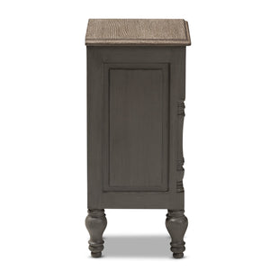 Baxton Studio Noemie Country Cottage Farmhouse Brown Finished 2-Drawer Nightstand