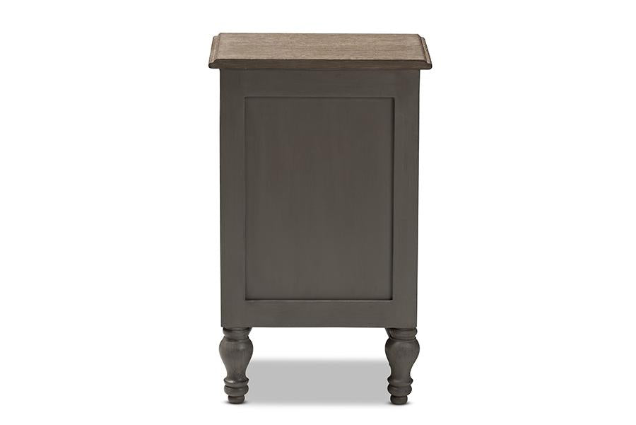 Baxton Studio Noemie Country Cottage Farmhouse Brown Finished 2-Drawer Nightstand