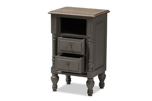 Baxton Studio Noemie Country Cottage Farmhouse Brown Finished 2-Drawer Nightstand