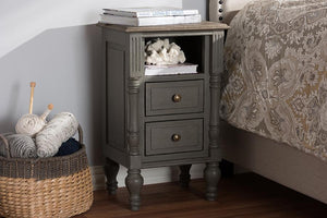 Baxton Studio Noemie Country Cottage Farmhouse Brown Finished 2-Drawer Nightstand