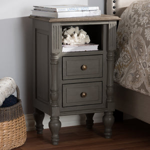 Baxton Studio Noemie Country Cottage Farmhouse Brown Finished 2-Drawer Nightstand