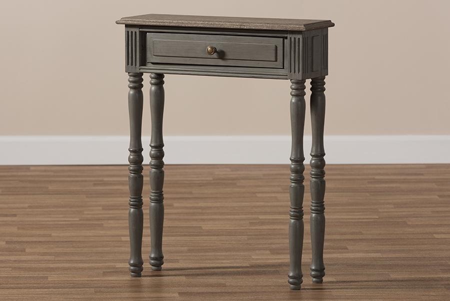 Baxton Studio Noemie Country Cottage Farmhouse Brown Finished 1-Drawer Console Table