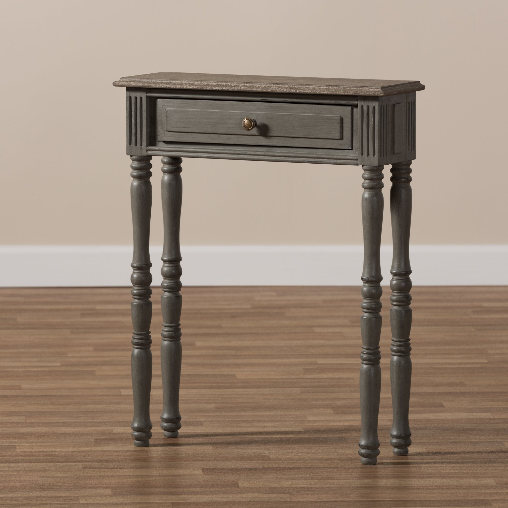 Baxton Studio Noemie Country Cottage Farmhouse Brown Finished 1-Drawer Console Table