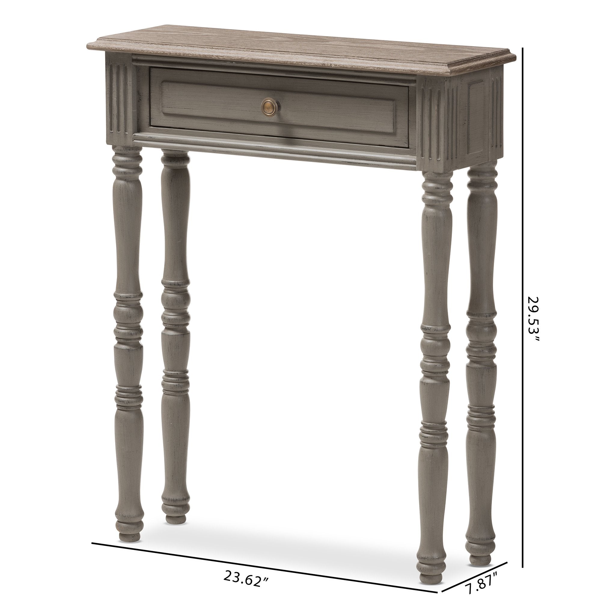 Baxton Studio Noemie Country Cottage Farmhouse Brown Finished 1-Drawer Console Table