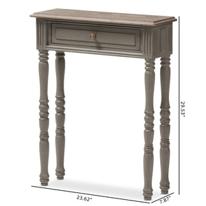 Baxton Studio Noemie Country Cottage Farmhouse Brown Finished 1-Drawer Console Table