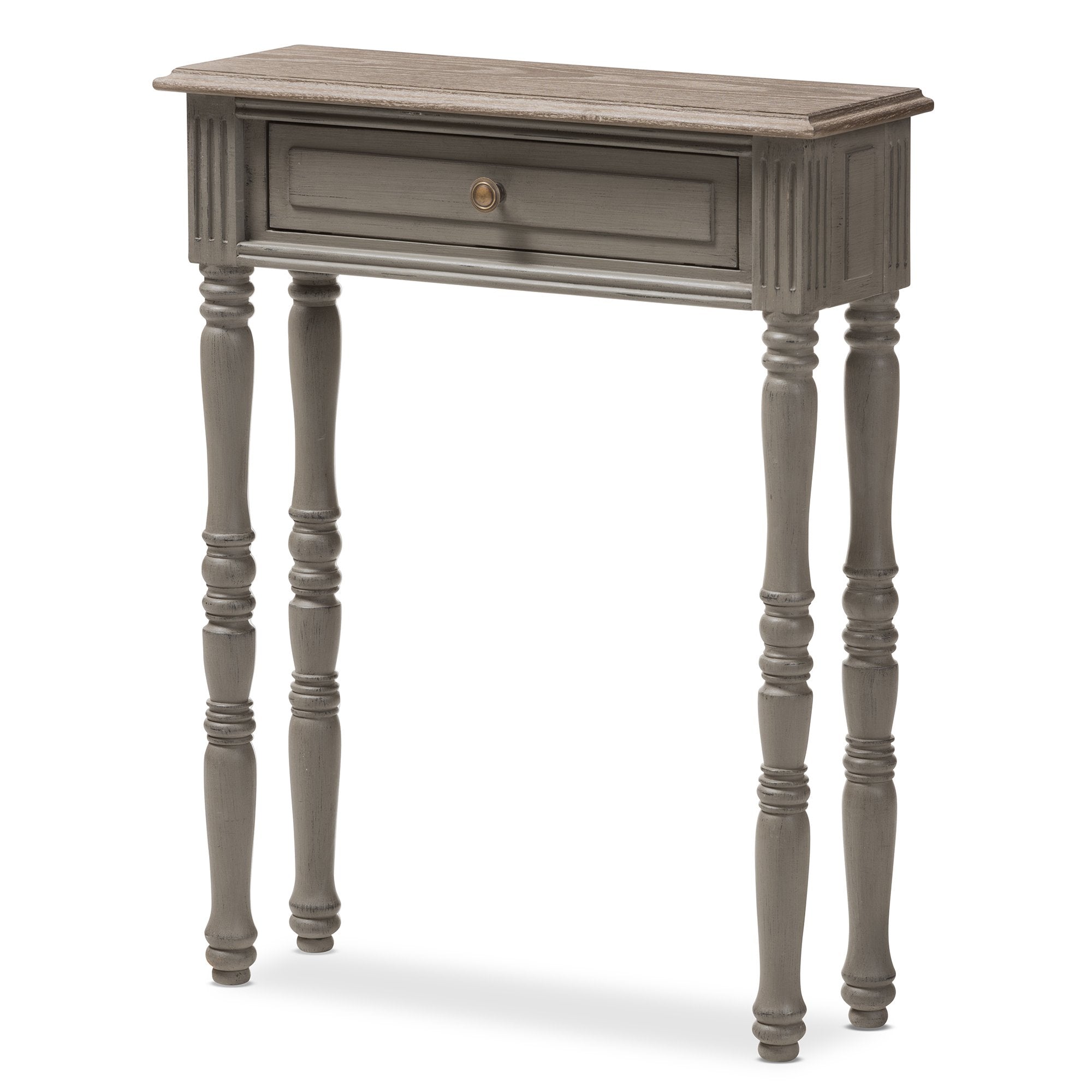 Baxton Studio Noemie Country Cottage Farmhouse Brown Finished 1-Drawer Console Table