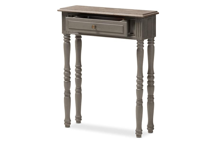 Baxton Studio Noemie Country Cottage Farmhouse Brown Finished 1-Drawer Console Table