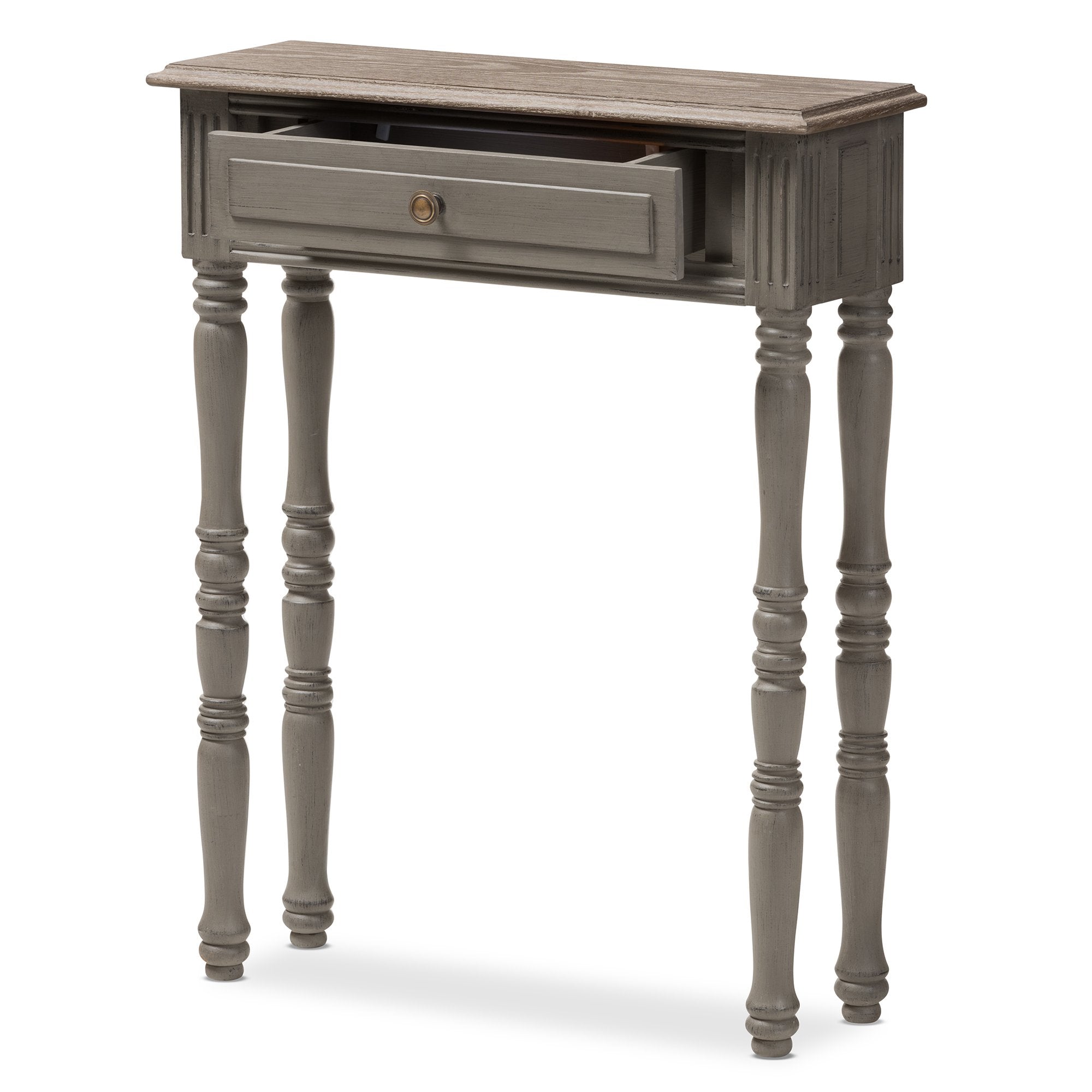 Baxton Studio Noemie Country Cottage Farmhouse Brown Finished 1-Drawer Console Table