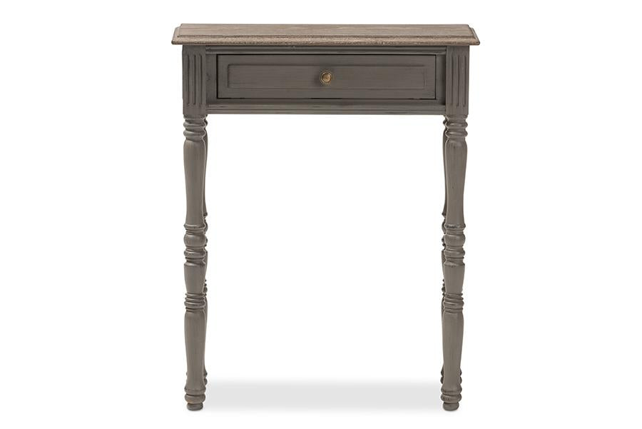 Baxton Studio Noemie Country Cottage Farmhouse Brown Finished 1-Drawer Console Table