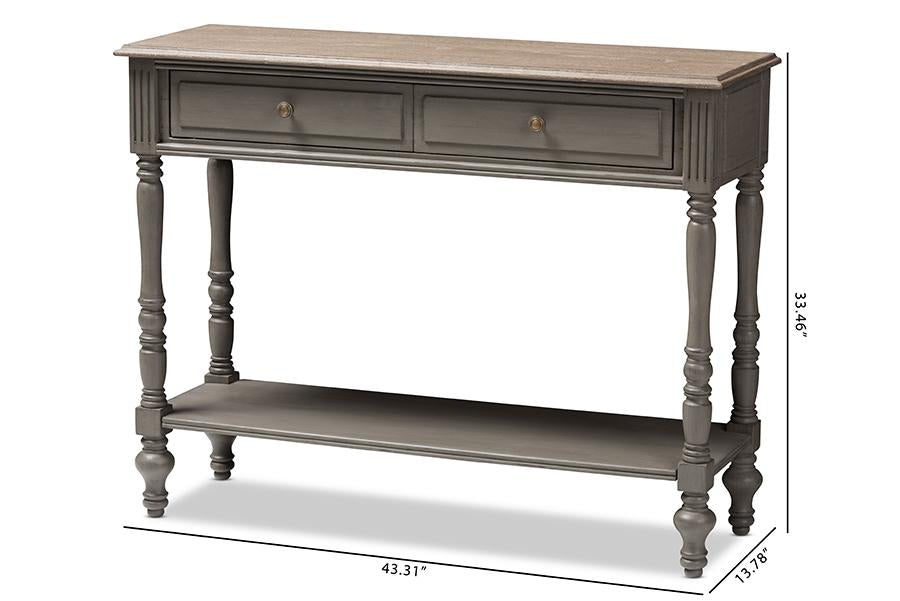 Baxton Studio Noemie Country Cottage Farmhouse Brown Finished 2-Drawer Console Table