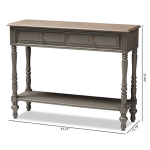 Baxton Studio Noemie Country Cottage Farmhouse Brown Finished 2-Drawer Console Table