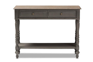 Baxton Studio Noemie Country Cottage Farmhouse Brown Finished 2-Drawer Console Table