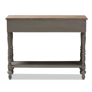 Baxton Studio Noemie Country Cottage Farmhouse Brown Finished 2-Drawer Console Table