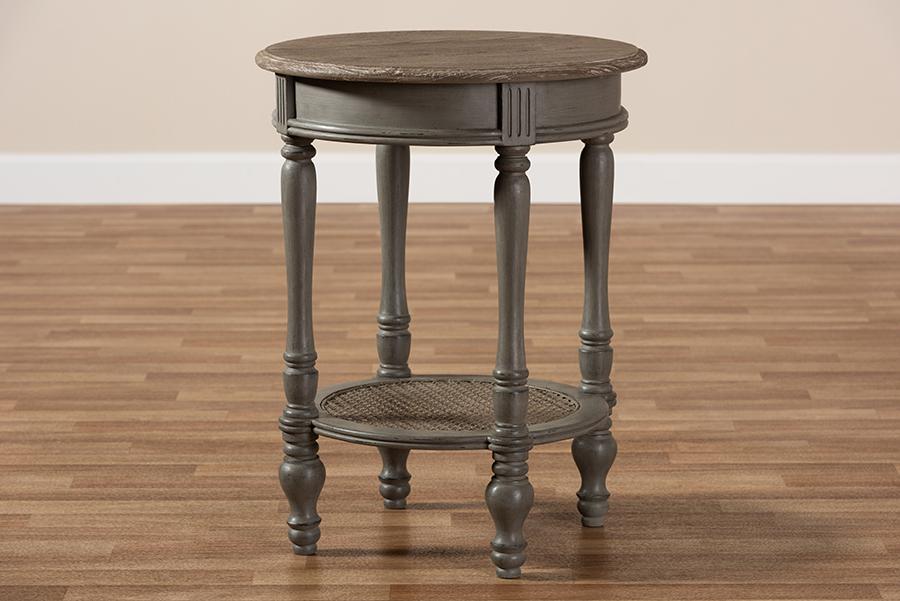 Baxton Studio Noemie Country Cottage Farmhouse Brown Finished End Table