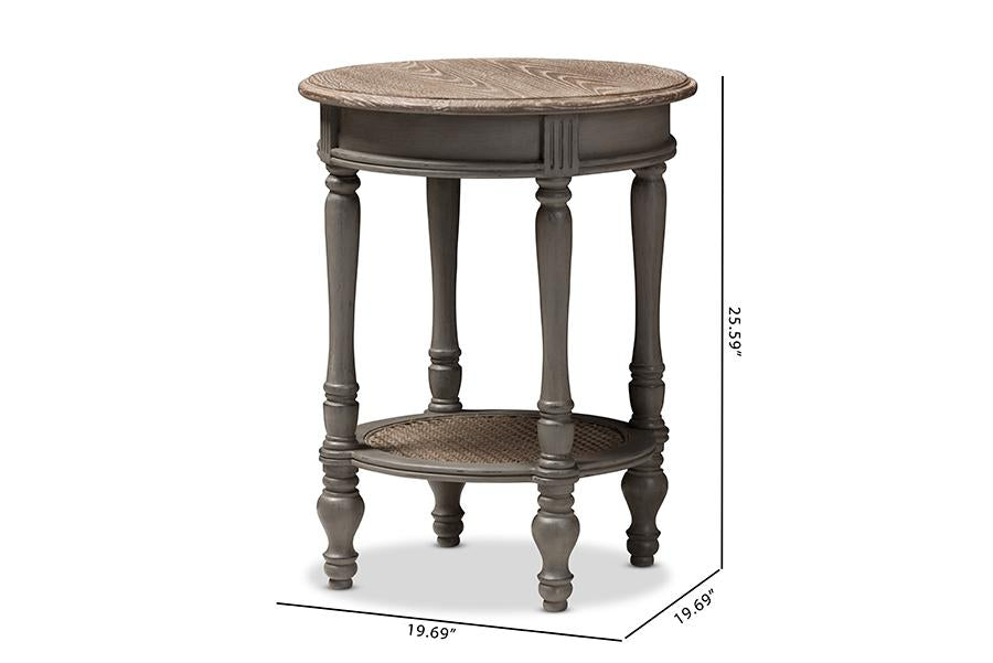 Baxton Studio Noemie Country Cottage Farmhouse Brown Finished End Table