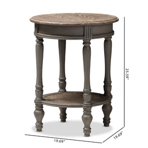 Baxton Studio Noemie Country Cottage Farmhouse Brown Finished End Table