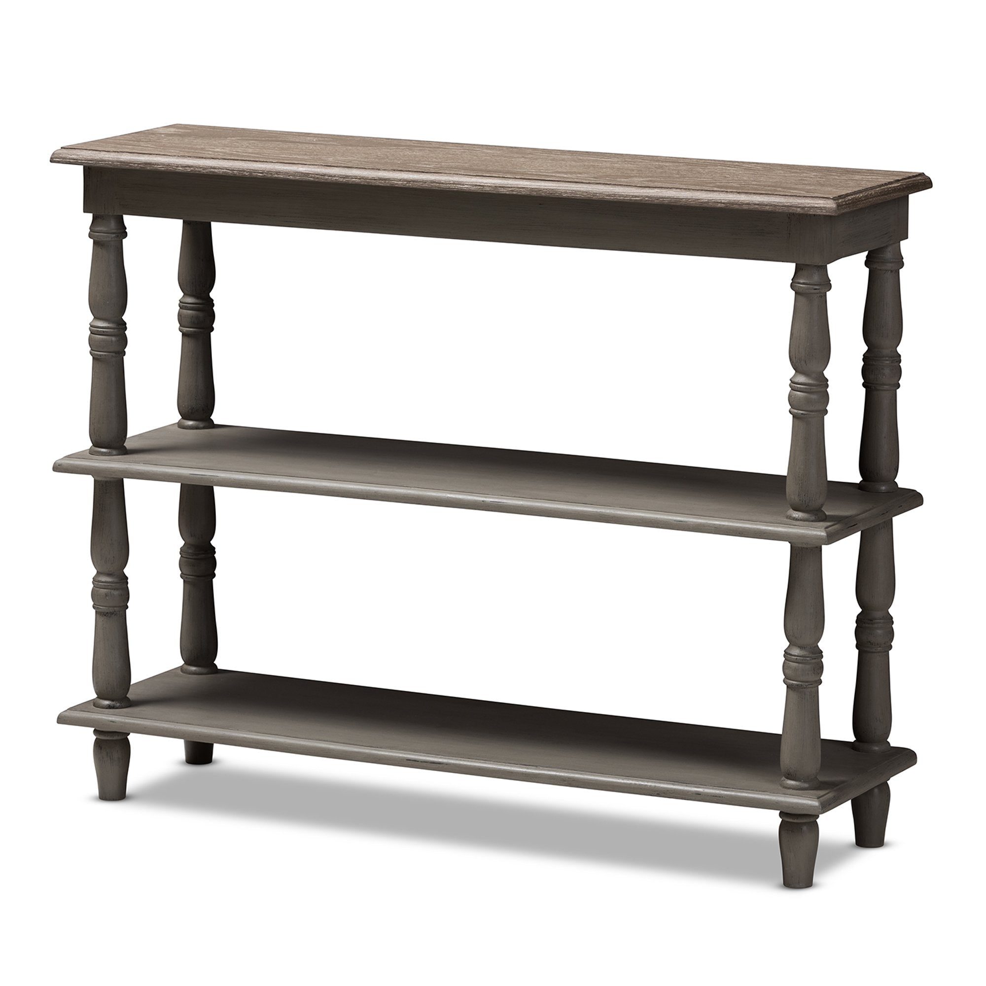 Baxton Studio Nellie Country Cottage Farmhouse Weathered Brown Finished Wood Console Table