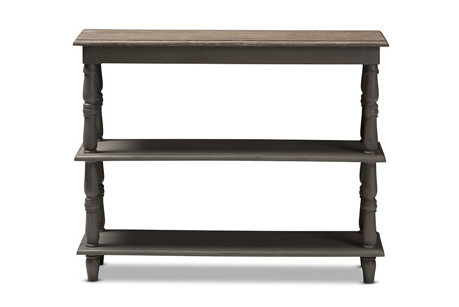 Baxton Studio Nellie Country Cottage Farmhouse Weathered Brown Finished Wood Console Table