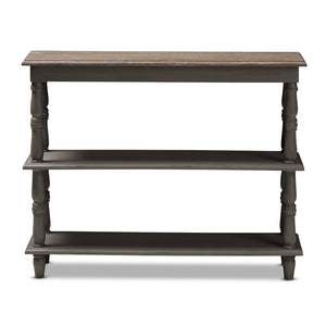 Baxton Studio Nellie Country Cottage Farmhouse Weathered Brown Finished Wood Console Table