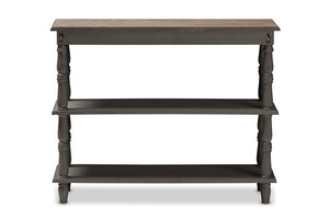 Baxton Studio Nellie Country Cottage Farmhouse Weathered Brown Finished Wood Console Table