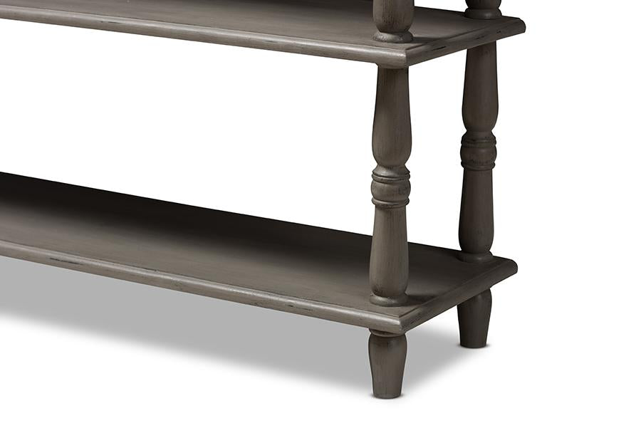 Baxton Studio Nellie Country Cottage Farmhouse Weathered Brown Finished Wood Console Table