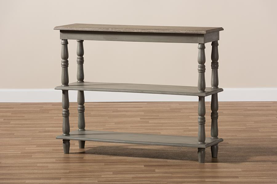 Baxton Studio Nellie Country Cottage Farmhouse Weathered Brown Finished Wood Console Table