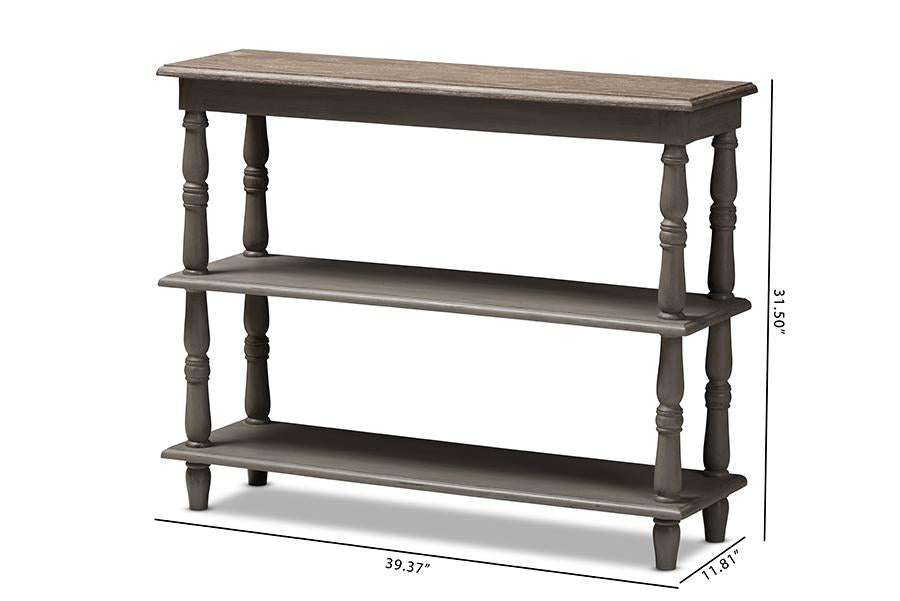 Baxton Studio Nellie Country Cottage Farmhouse Weathered Brown Finished Wood Console Table