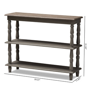 Baxton Studio Nellie Country Cottage Farmhouse Weathered Brown Finished Wood Console Table