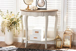 Baxton Studio Cordelia Country Cottage Farmhouse White and Natural Brown Finished Console Table