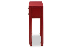 Baxton Studio Pomme Classic and Antique Red Finished Wood Bronze Finished Accents 6-Drawer Console Table