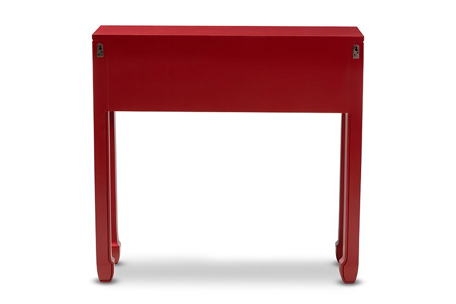 Baxton Studio Pomme Classic and Antique Red Finished Wood Bronze Finished Accents 6-Drawer Console Table