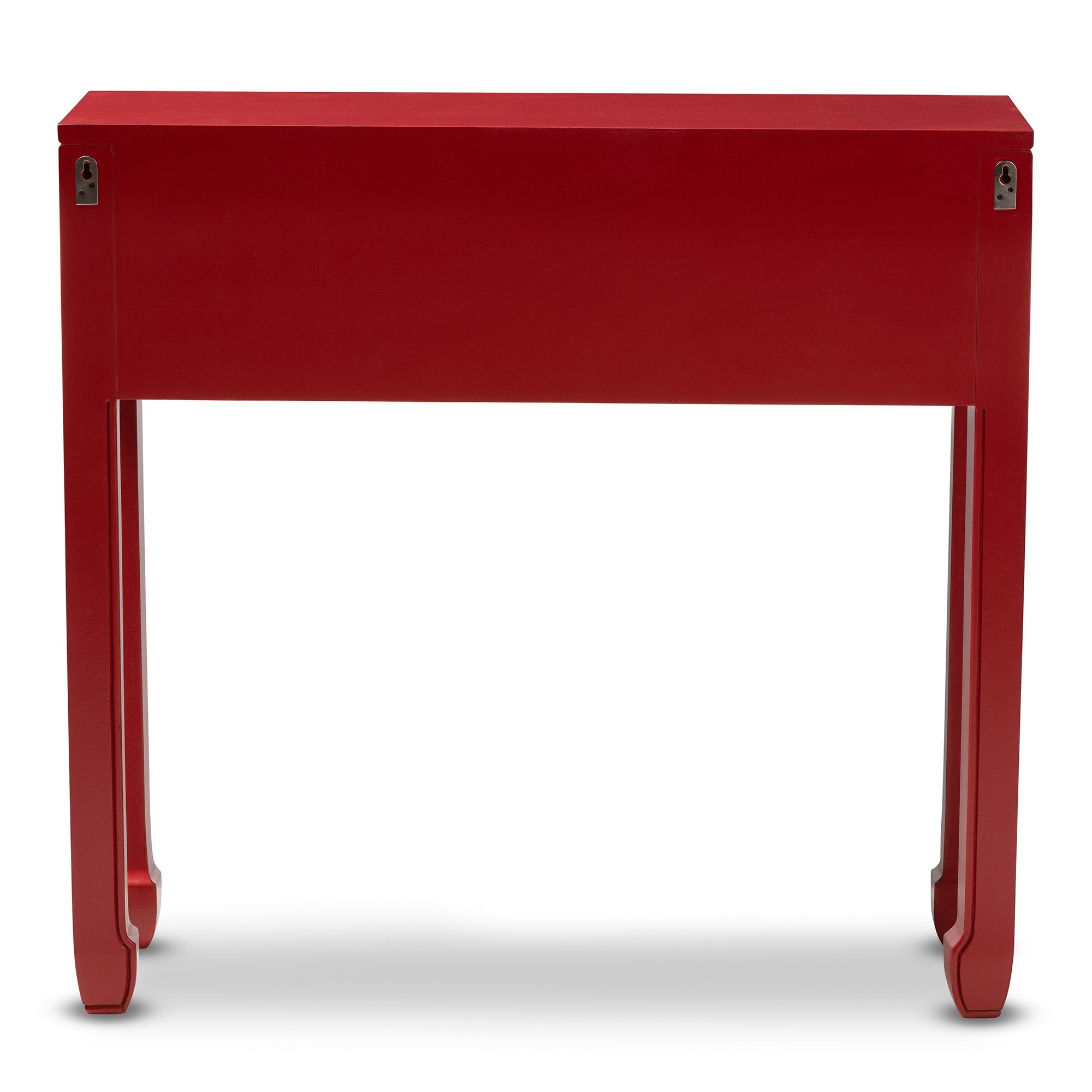 Baxton Studio Pomme Classic and Antique Red Finished Wood Bronze Finished Accents 6-Drawer Console Table