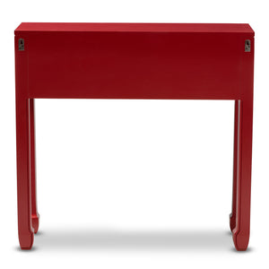 Baxton Studio Pomme Classic and Antique Red Finished Wood Bronze Finished Accents 6-Drawer Console Table