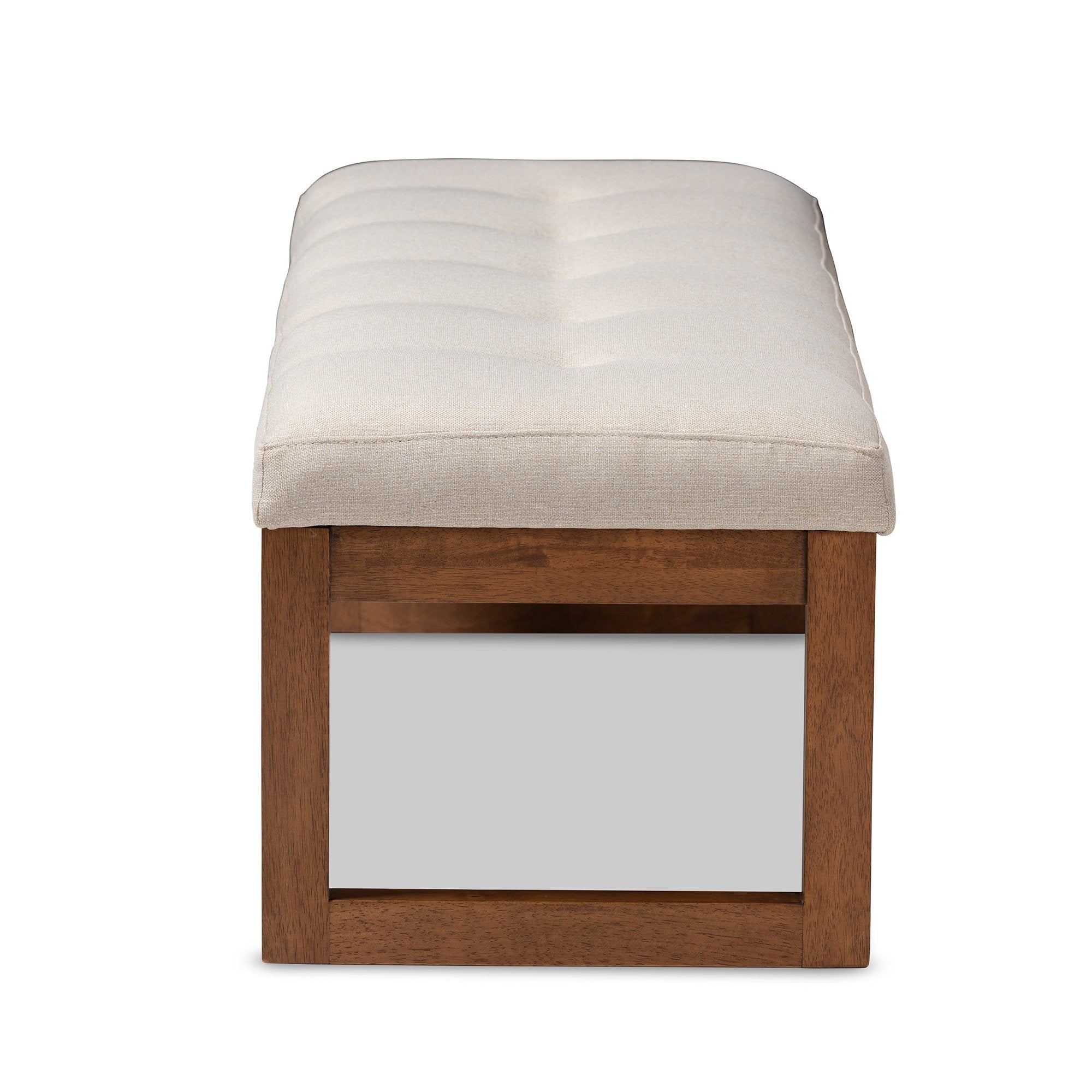 Baxton Studio Caramay Modern and Contemporary Light Beige Fabric Upholstered Walnut Brown Finished Wood Bench