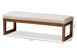 Baxton Studio Caramay Modern and Contemporary Light Beige Fabric Upholstered Walnut Brown Finished Wood Bench