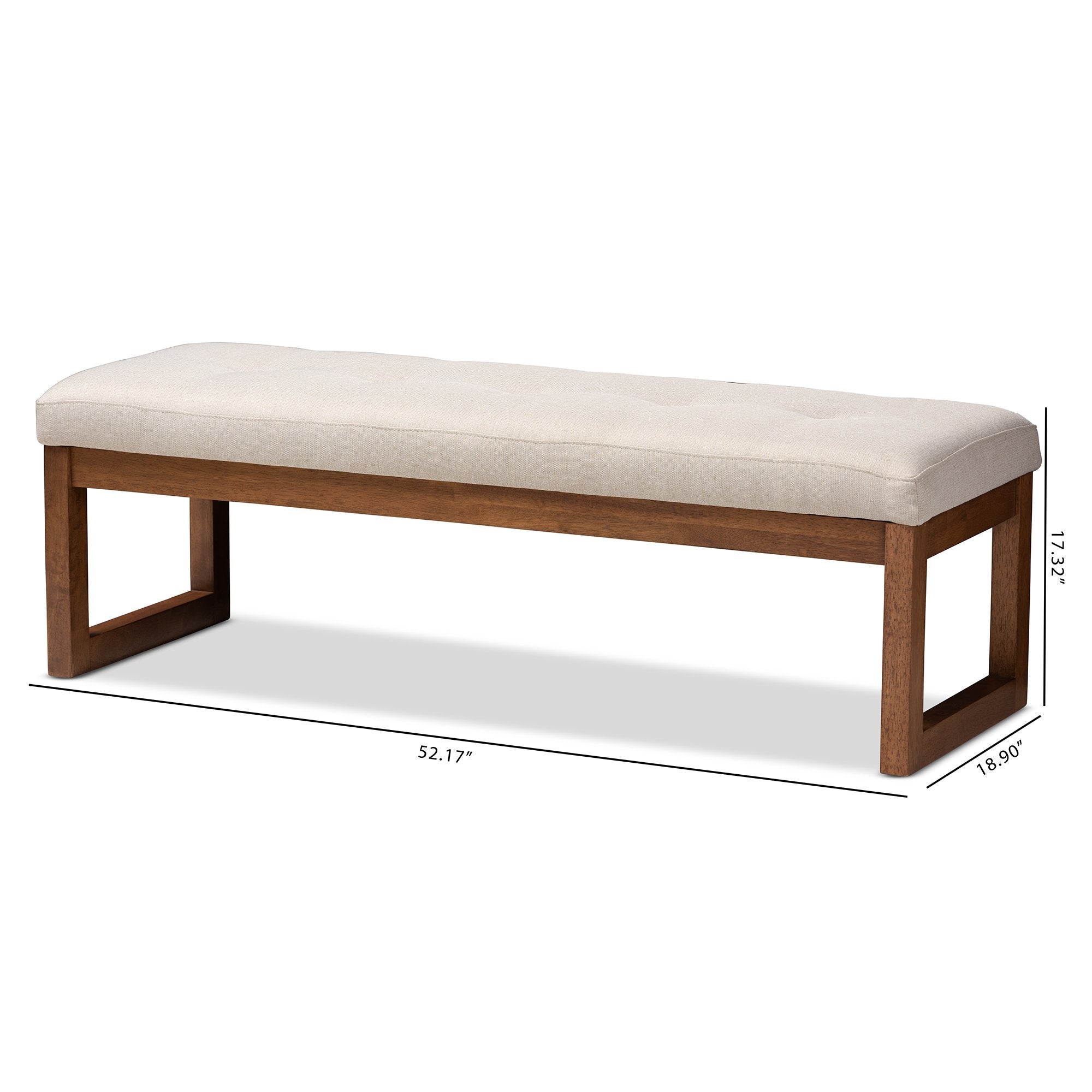 Baxton Studio Caramay Modern and Contemporary Light Beige Fabric Upholstered Walnut Brown Finished Wood Bench