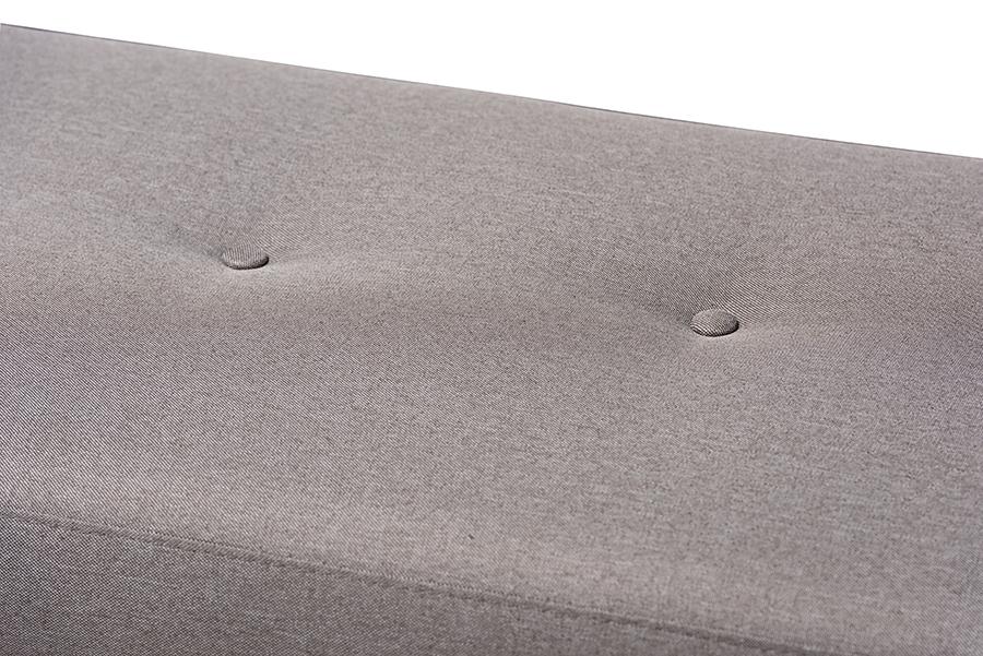 Baxton Studio Caramay Modern and Contemporary Grey Fabric Upholstered Walnut Brown Finished Wood Bench