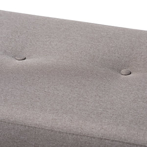 Baxton Studio Caramay Modern and Contemporary Grey Fabric Upholstered Walnut Brown Finished Wood Bench