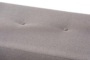 Baxton Studio Caramay Modern and Contemporary Grey Fabric Upholstered Walnut Brown Finished Wood Bench