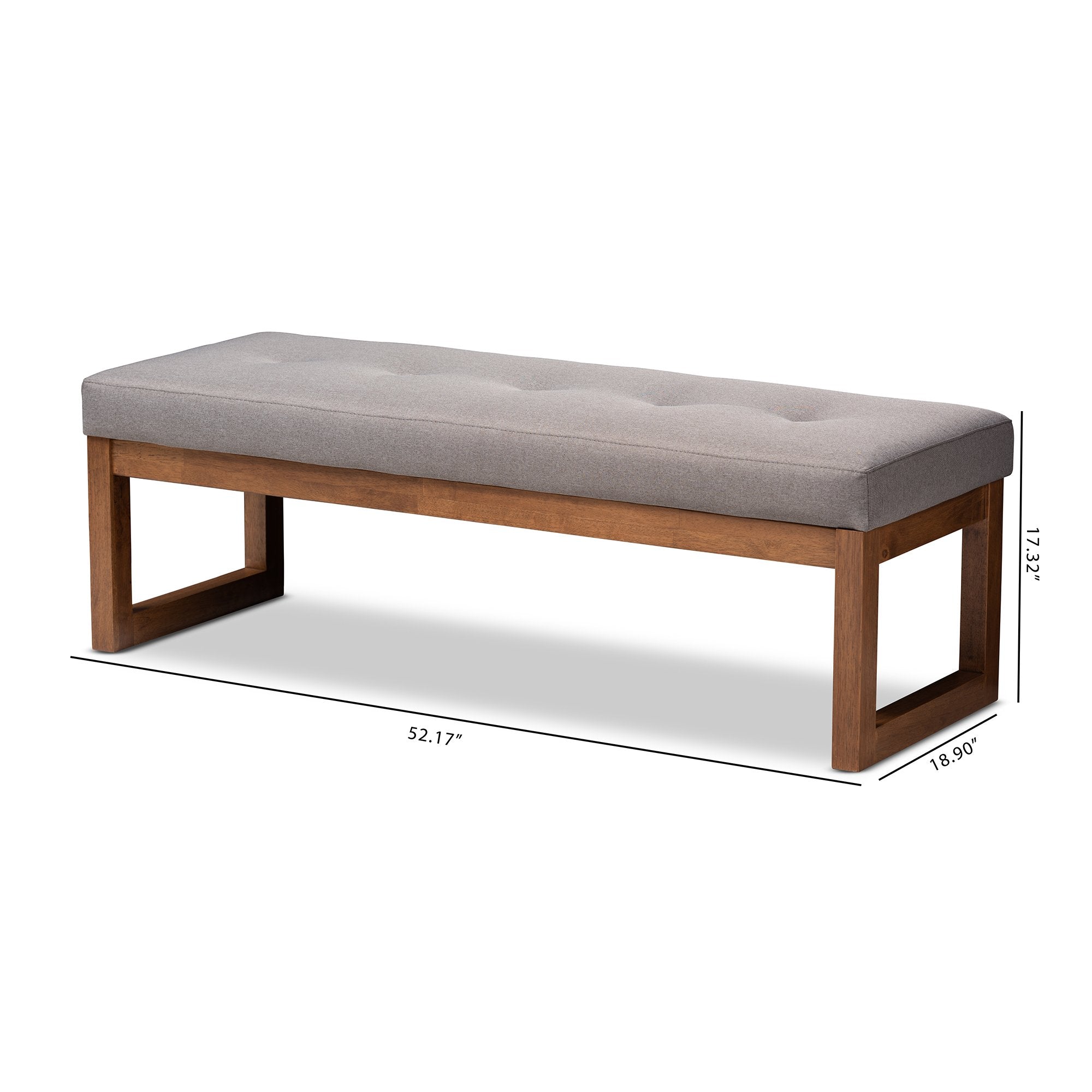 Baxton Studio Caramay Modern and Contemporary Grey Fabric Upholstered Walnut Brown Finished Wood Bench