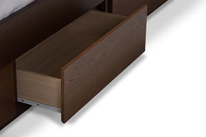 Baxton Studio Macey Modern and Contemporary Dark Grey Fabric Upholstered Walnut Finished King Size Storage Platform Bed