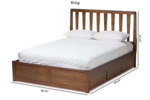 Baxton Studio Raurey Modern and Contemporary Walnut Finished Queen Size Storage Platform Bed