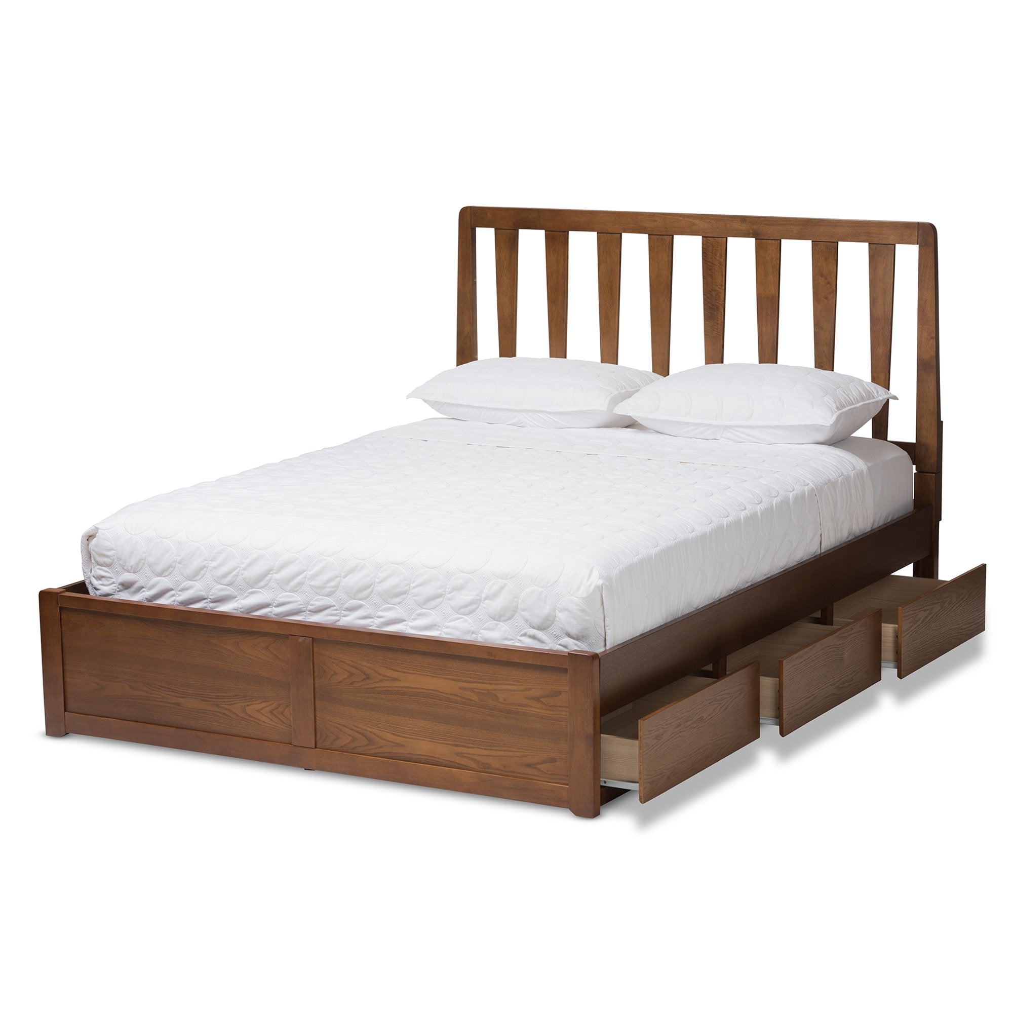 Baxton Studio Raurey Modern and Contemporary Walnut Finished King Size Storage Platform Bed