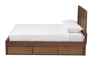 Baxton Studio Raurey Modern and Contemporary Walnut Finished Queen Size Storage Platform Bed