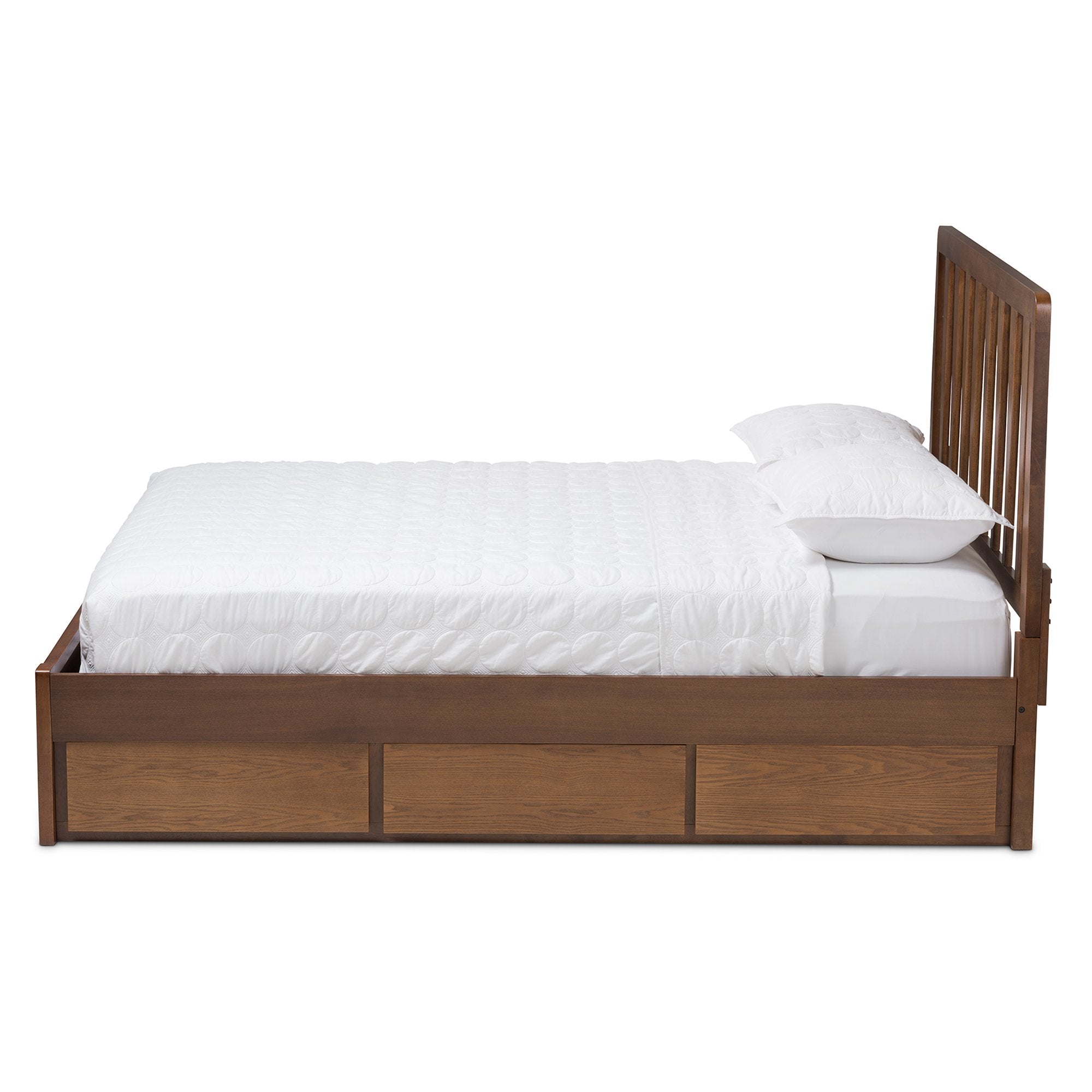 Baxton Studio Raurey Modern and Contemporary Walnut Finished Queen Size Storage Platform Bed