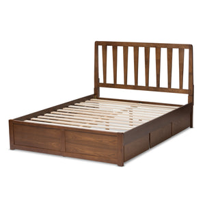 Baxton Studio Raurey Modern and Contemporary Walnut Finished Queen Size Storage Platform Bed