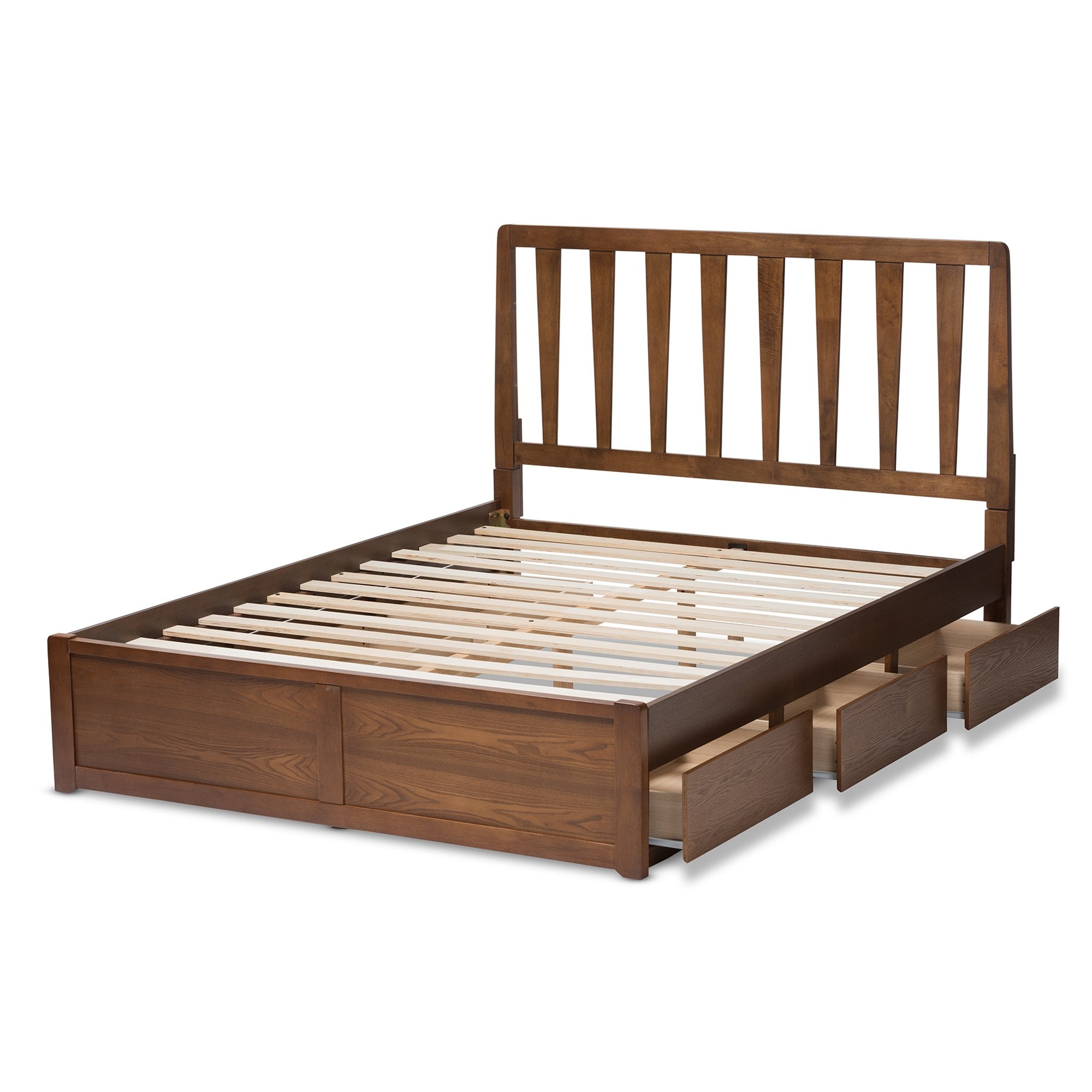 Baxton Studio Raurey Modern and Contemporary Walnut Finished King Size Storage Platform Bed